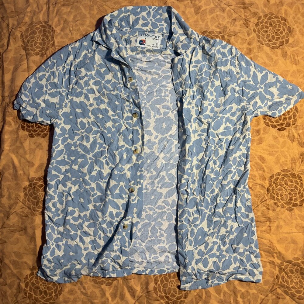 Blue floral button down